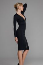 Robe midi stretch à fermeture zip