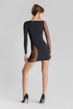 Robe Asymétrique Manches Longues Nuit Fauve300