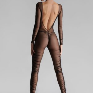 Catsuit Manches Longues Dos Nu Nuit Fauve