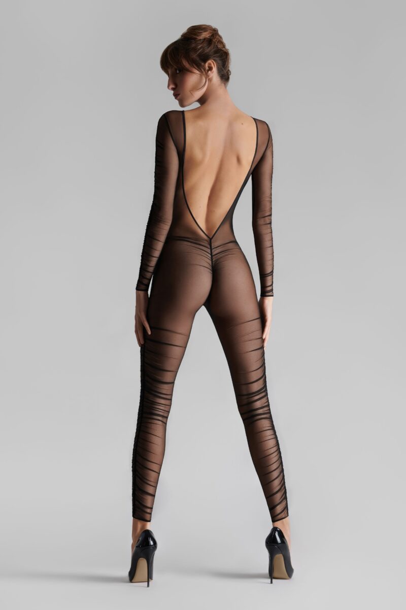 Catsuit Manches Longues Dos Nu Nuit Fauve