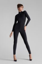 catsuit féminin dos transparent fauve