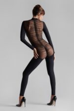 Catsuit Dos Transparent Manches Longues Nuit Fauve