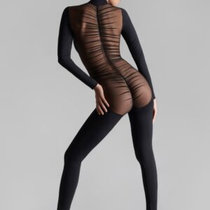 Catsuit Dos Transparent Manches Longues Nuit Fauve