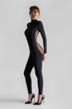 Catsuit Dos Transparent Manches Longues Nuit Fauve176